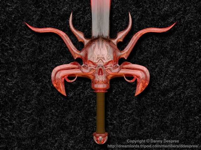 Dark sword 3d model close-up